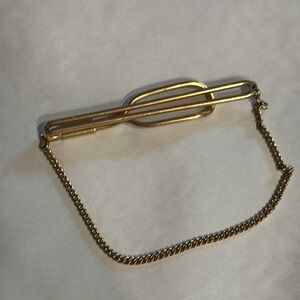 Vintage SWANK 12K gold filled‎ tie bar clip with chain